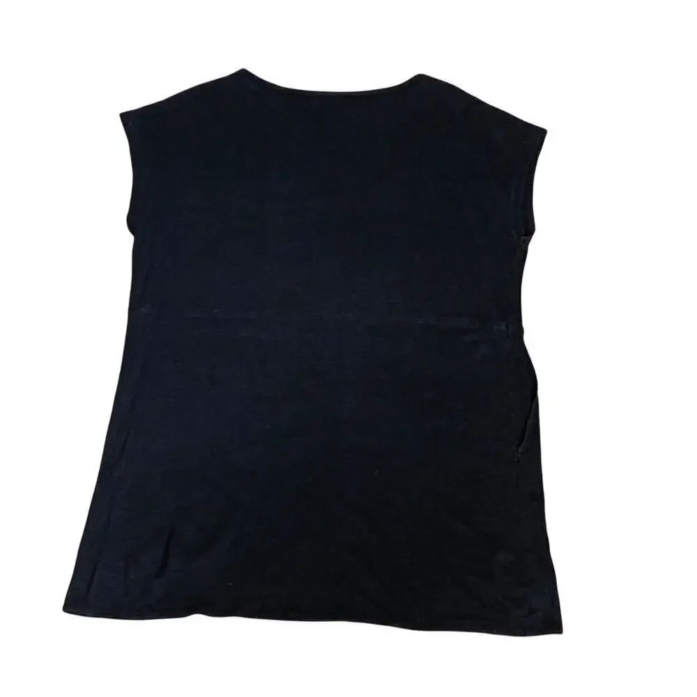 Eileen Fisher Petites Black Boxy Mini Dress Size P